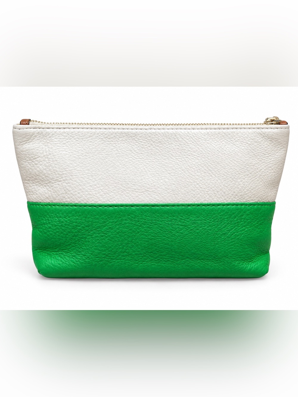 Michael Kors Leather Wristlet, Cream and Green Two Tone - Picture 2 of 7